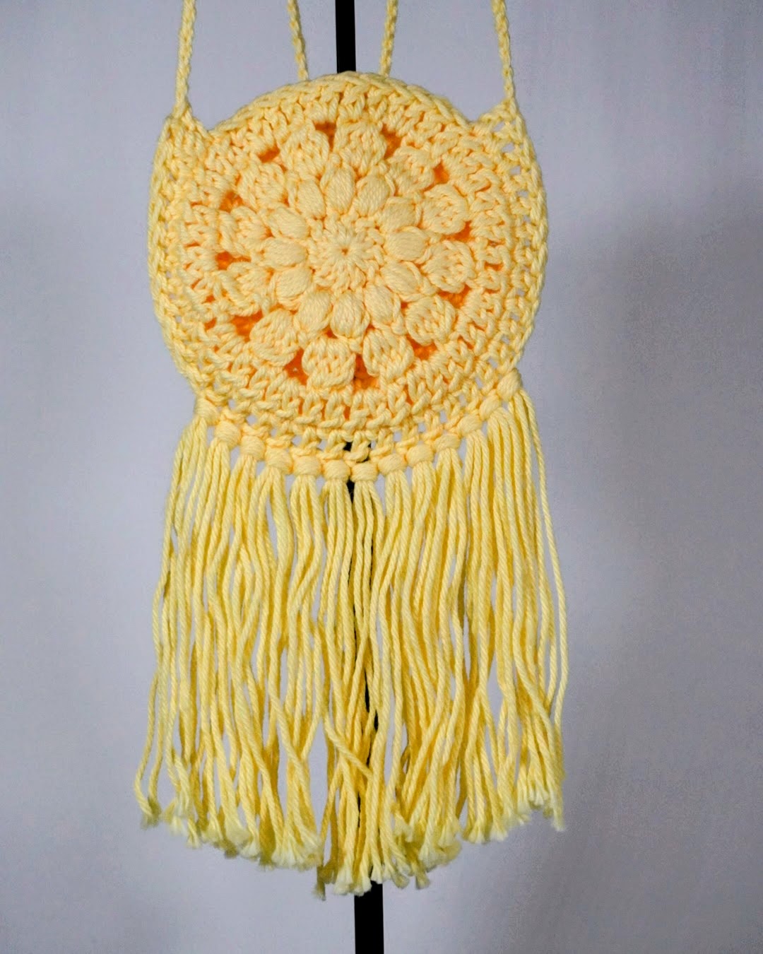 Handcrafted Crocheted Cotton 6-Inch Cross Body Toddlers Purse (6 inch fringe)