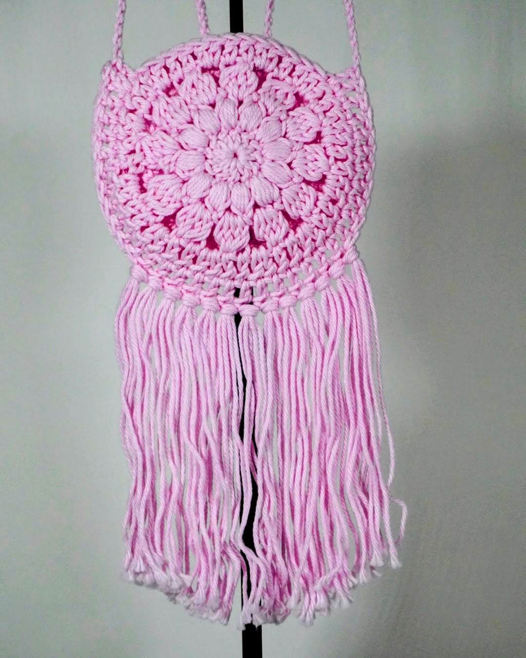 Handcrafted Crocheted Cotton 6-Inch Cross Body Toddlers Purse (6 inch fringe)
