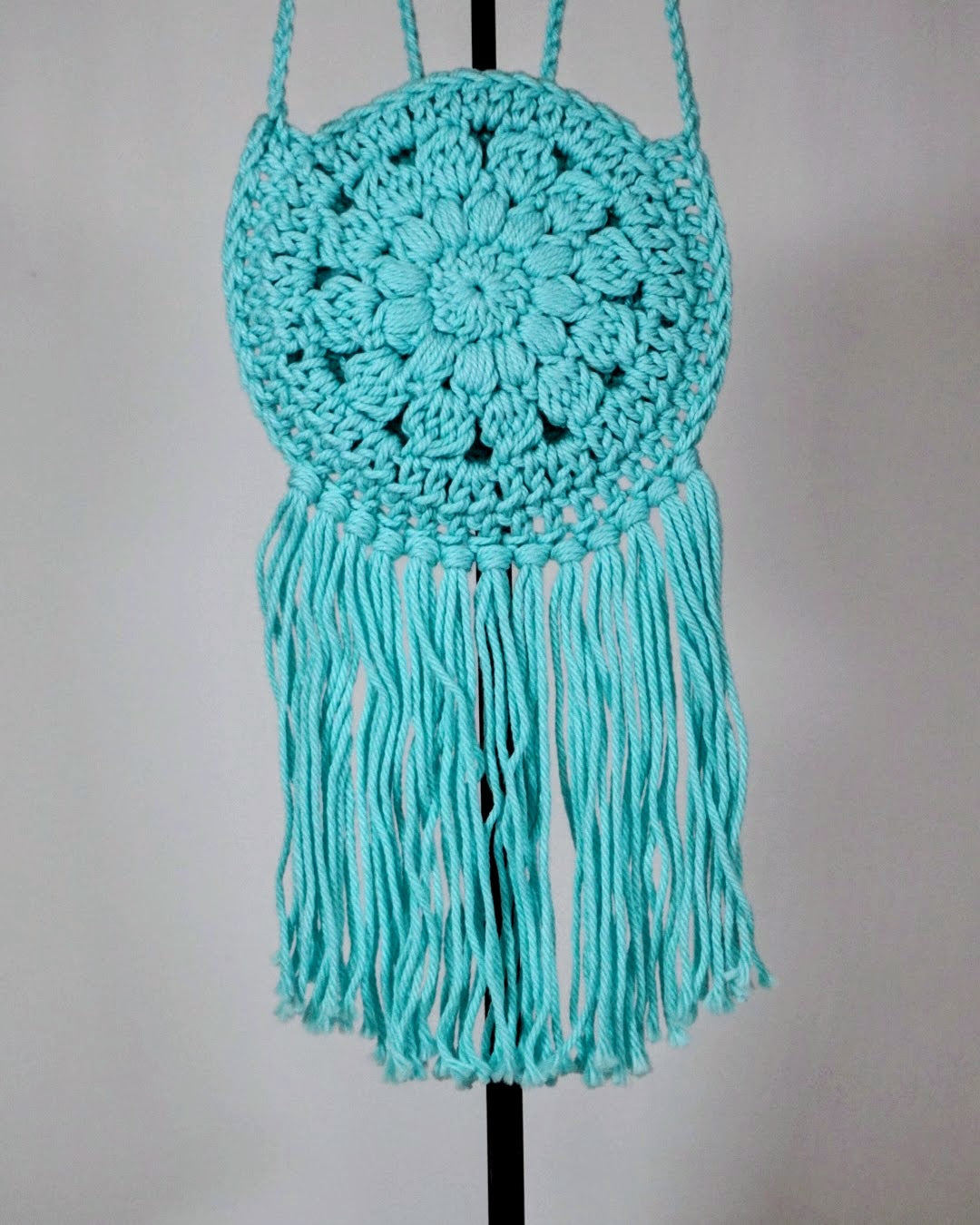 Handcrafted Crocheted Cotton 6-Inch Cross Body Toddlers Purse (6 inch fringe)