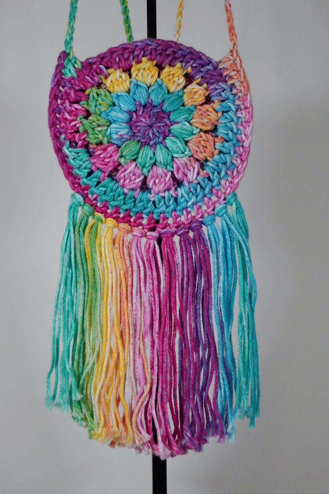 Handcrafted Crocheted Cotton 6-Inch Cross Body Toddlers Purse (6 inch fringe)