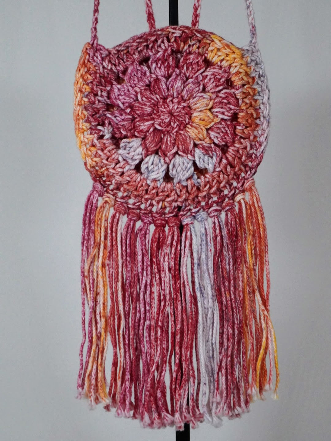 Handcrafted Crocheted Cotton 6-Inch Cross Body Toddlers Purse (6 inch fringe)