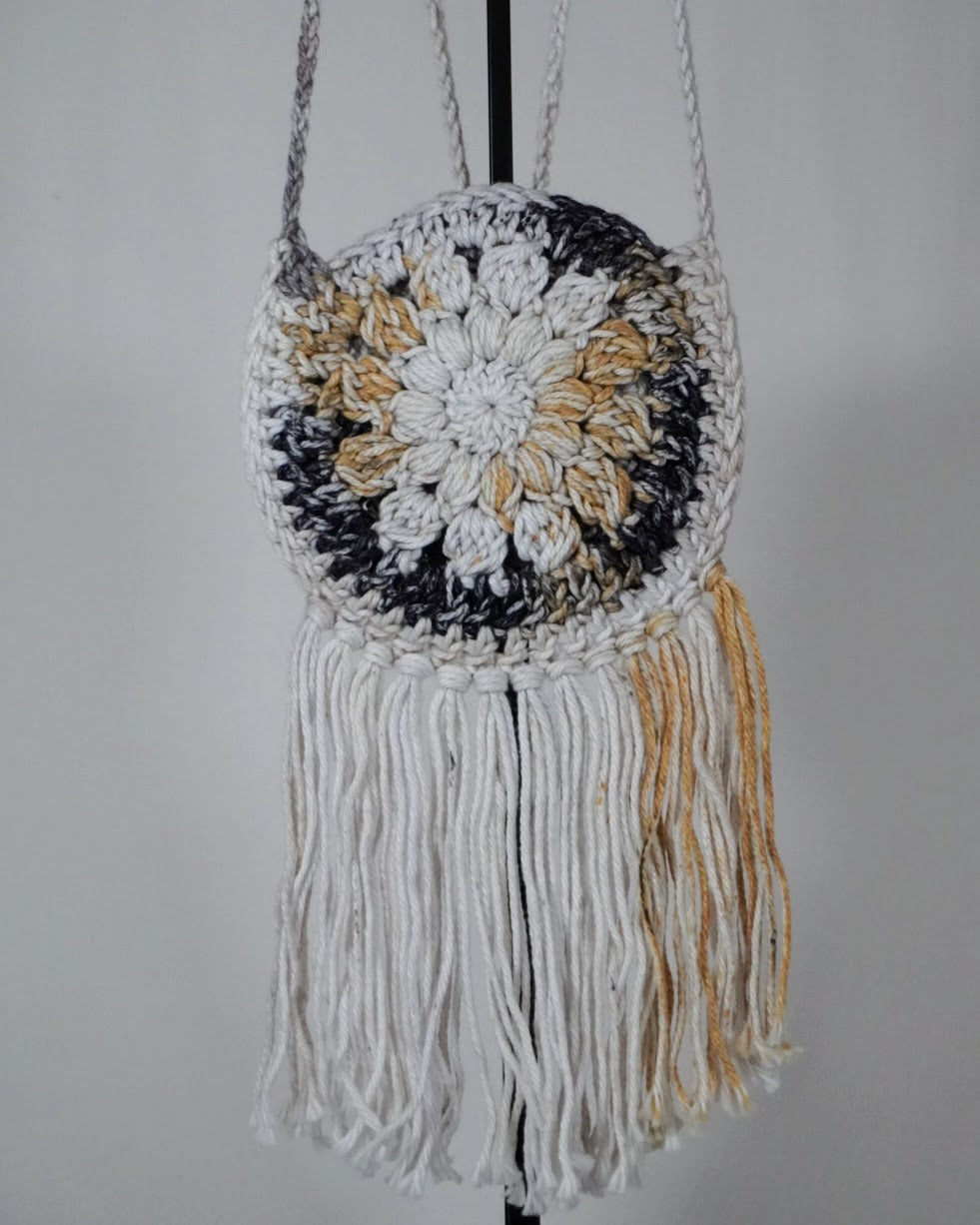 Handcrafted Crocheted Cotton 6-Inch Cross Body Toddlers Purse (6 inch fringe)