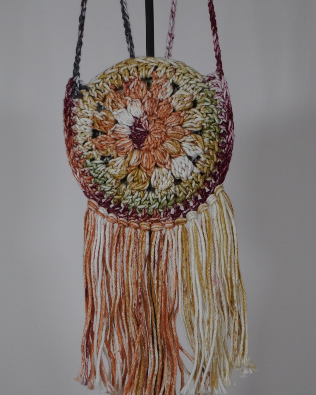 Handcrafted Crocheted Cotton 6-Inch Cross Body Toddlers Purse (6 inch fringe)