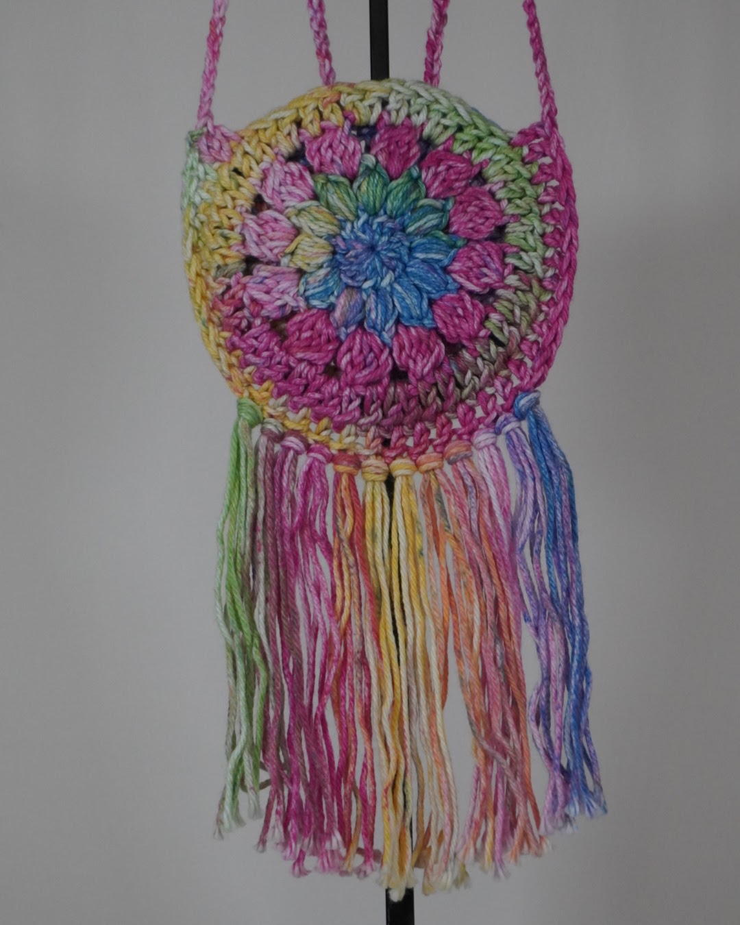 Handcrafted Crocheted Cotton 6-Inch Cross Body Toddlers Purse (6 inch fringe)