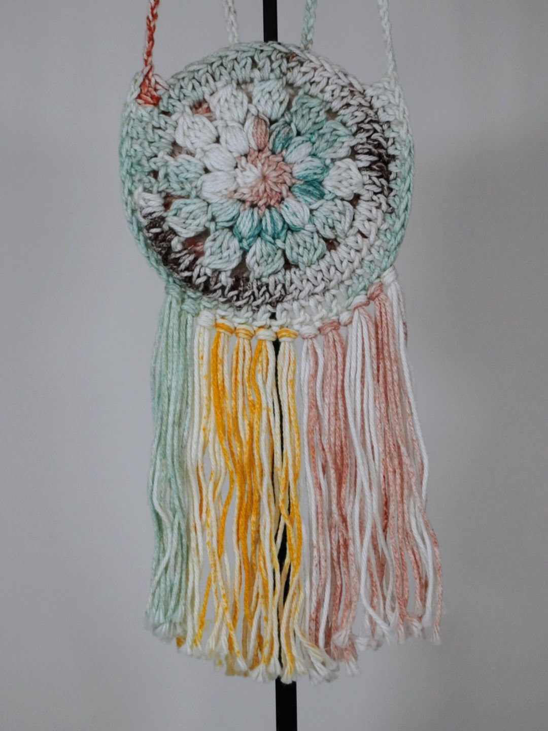 Handcrafted Crocheted Cotton 6-Inch Cross Body Toddlers Purse (6 inch fringe)