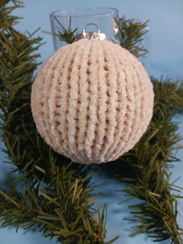 Handmade Farmhouse Knitted velvet Christmas ornament.