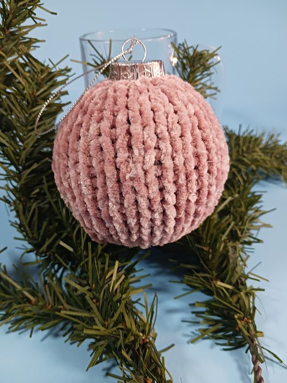 Handmade Farmhouse Knitted velvet Christmas ornament.
