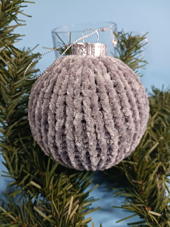 Handmade Farmhouse Knitted velvet Christmas ornament.