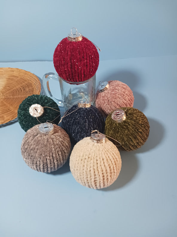 Handmade Farmhouse Knitted velvet Christmas ornament.