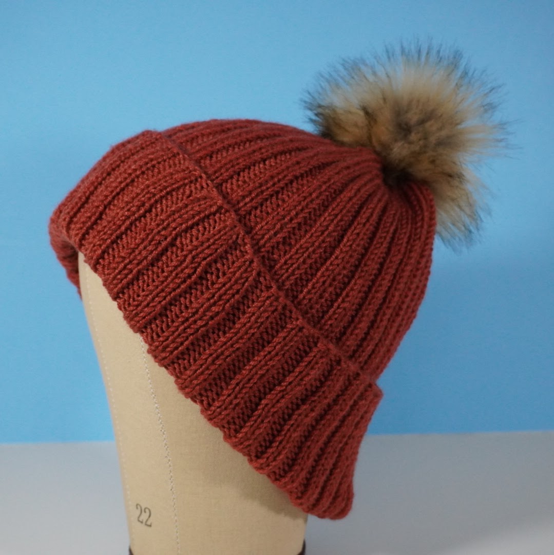 Merino Wool Blend Beanie Hat (Rust)