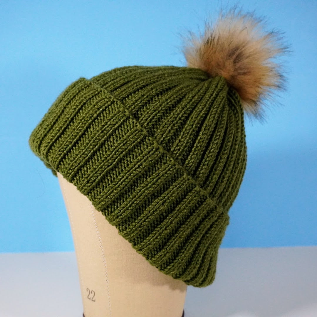 Merino Wool Blend Beanie Hat (color Pesto)