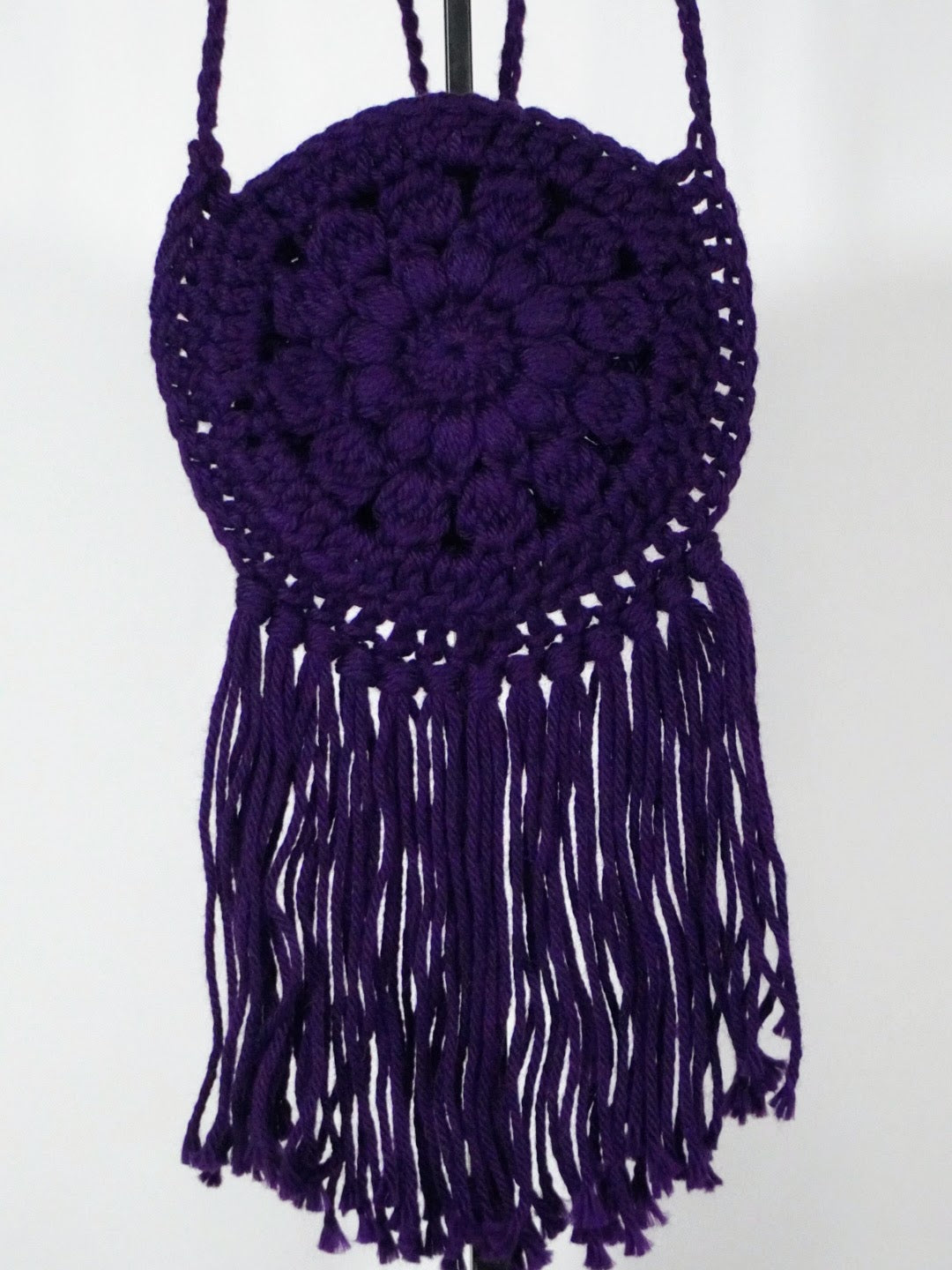 Handcrafted Crocheted Cotton 6-Inch Cross Body Toddlers Purse (6 inch fringe)