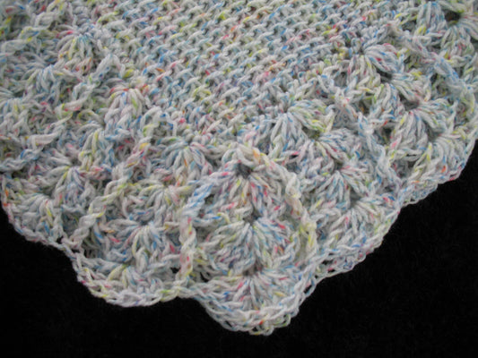 NEW Handmade Crochet Baby Blanket Afghan (Multi-blue)