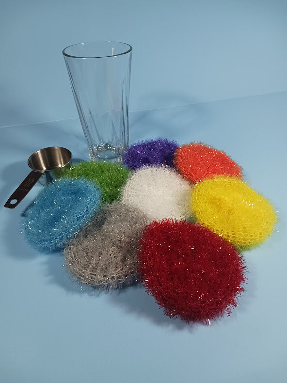 Handmade Knitted Kitchen Dish Scrubbies, (4 inches)