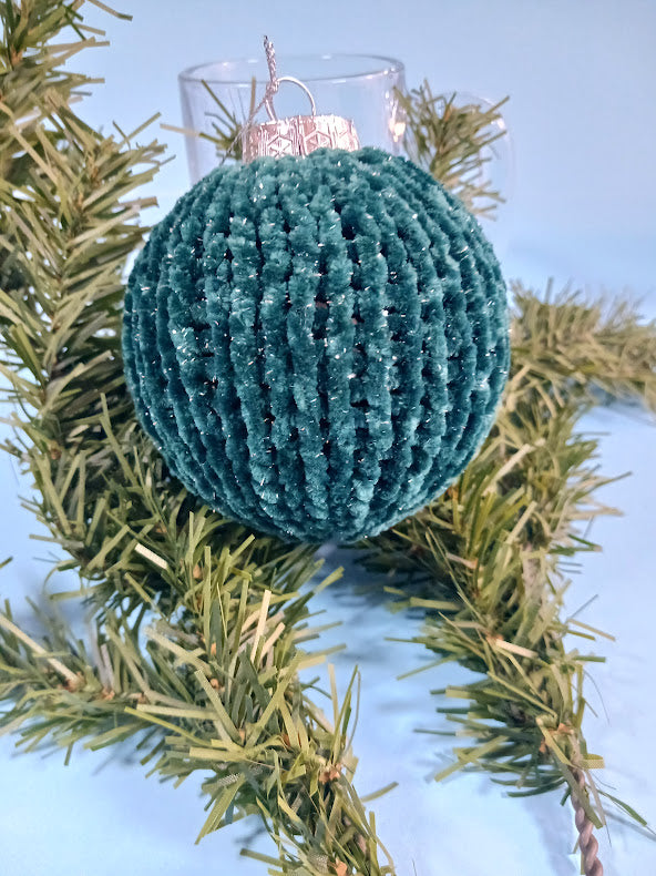 Handmade Farmhouse Knitted velvet Christmas ornament.