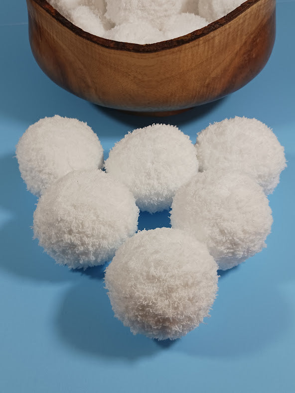 Handmade, Knitted 3-inch Snowballs. Bowl Basket/Vase Fillers (lot of 6)